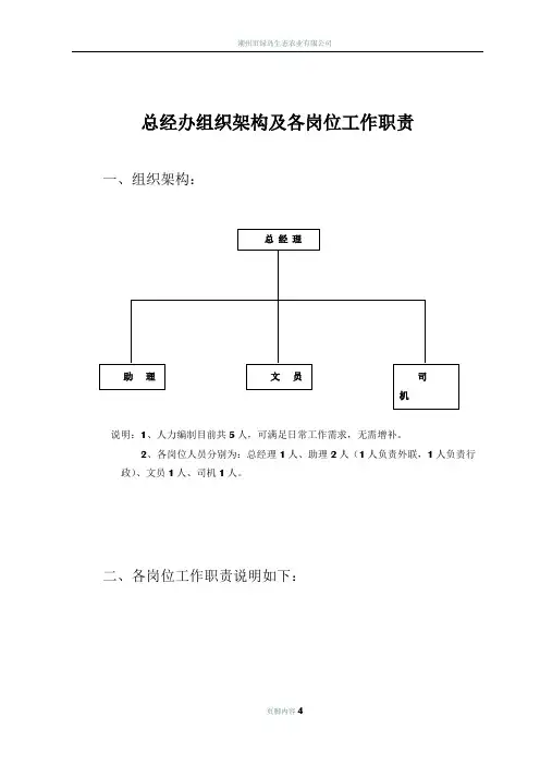 总经办组织架构及各岗位职责