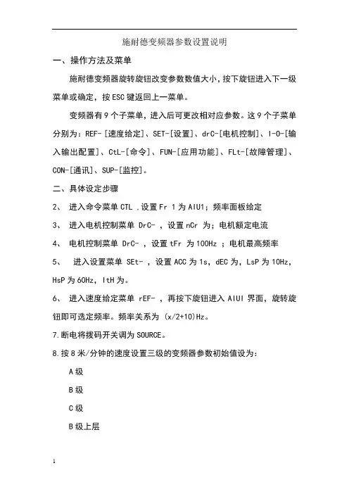 发放 施耐德变频器参数设置说明