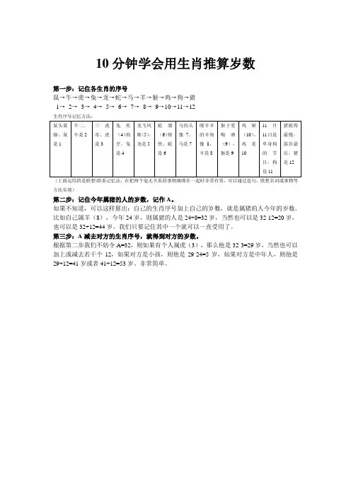 10分钟学会用生肖推算岁数