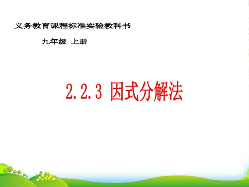 湘教版九年级数学上册《因式分解法》课件