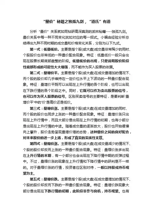 “量价”秘籍之独孤九剑，“道氏”有道