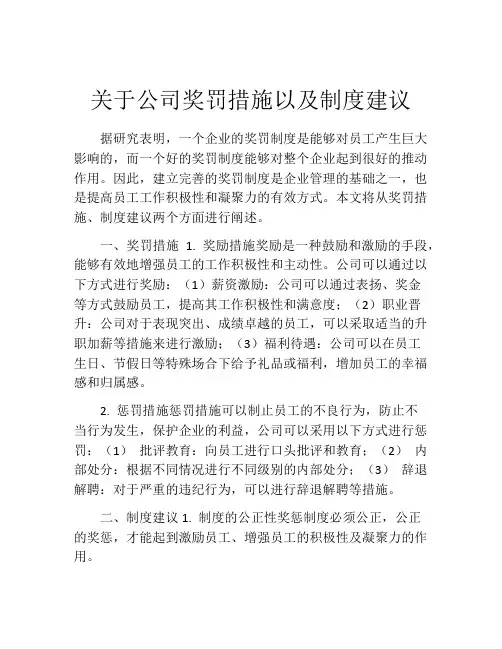 关于公司奖罚措施以及制度建议