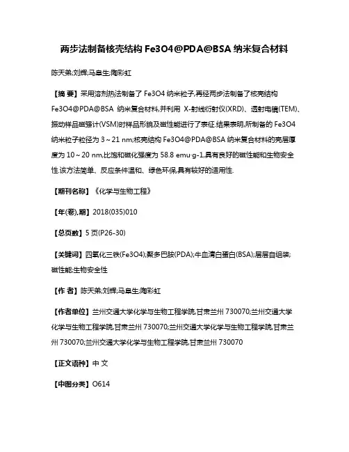 两步法制备核壳结构Fe3O4@PDA@BSA纳米复合材料
