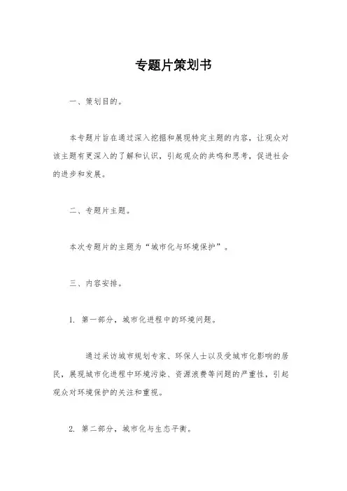 专题片策划书