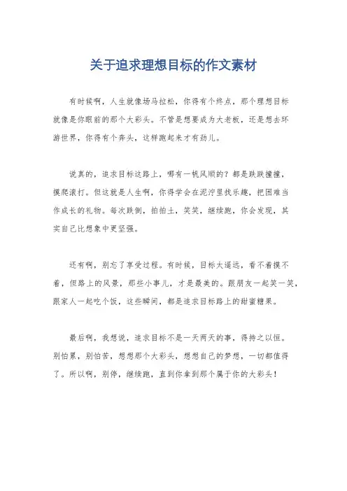 关于追求理想目标的作文素材