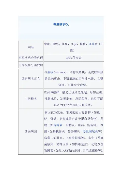 荨麻疹