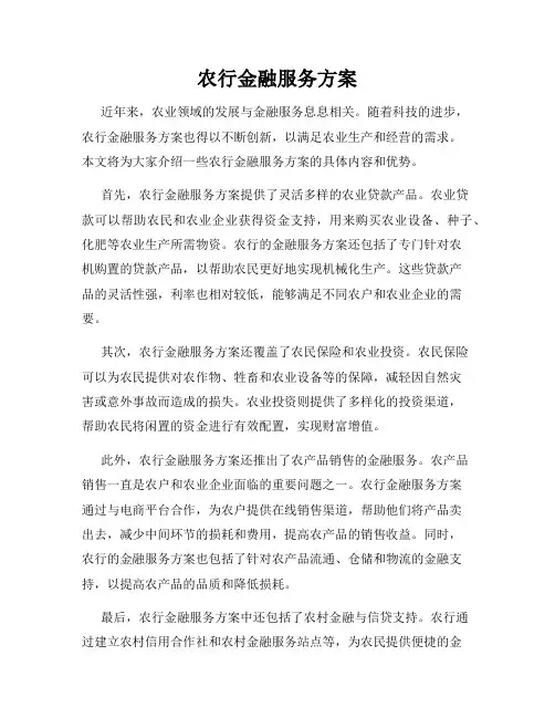 农行金融服务方案