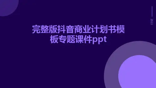 完整版抖音商业计划书模板专题课件ppt