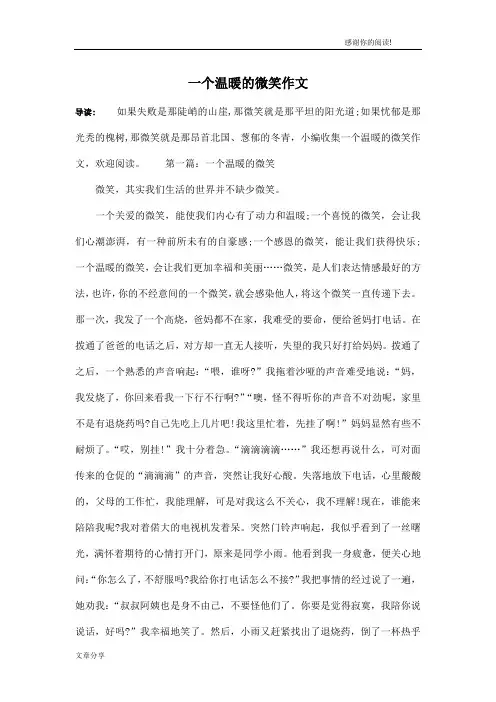 一个温暖的微笑作文