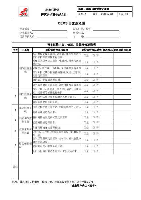 CEMS检查表05