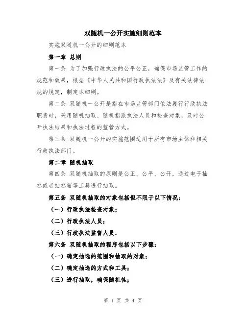 双随机一公开实施细则范本