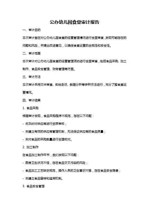公办幼儿园食堂审计报告
