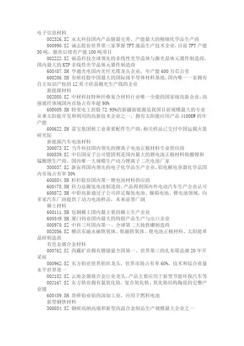 中国各行业龙头企业