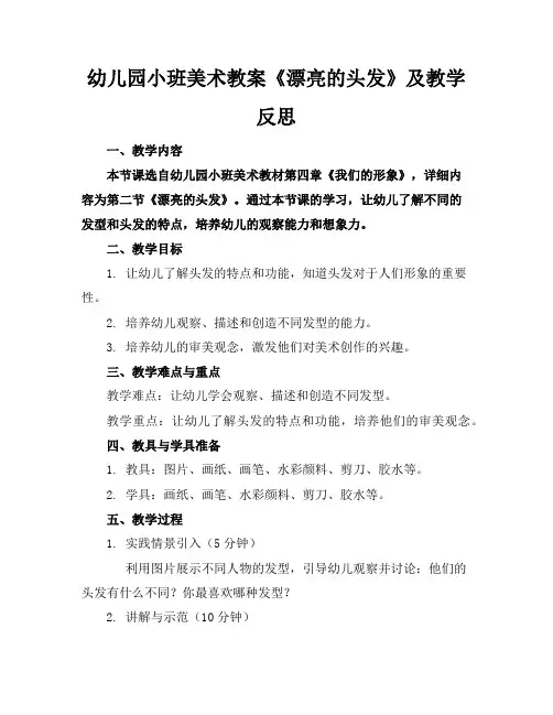 幼儿园小班美术教案《漂亮的头发》及教学反思