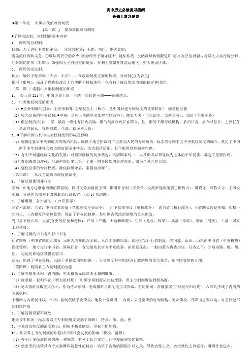 高中历史必修复习提纲(全)(详解版)