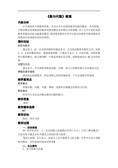 《数与代数》教案