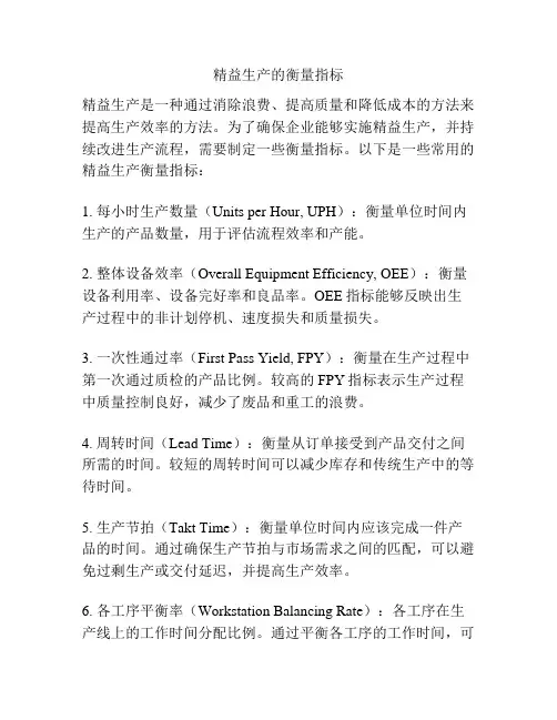 精益生产的衡量指标