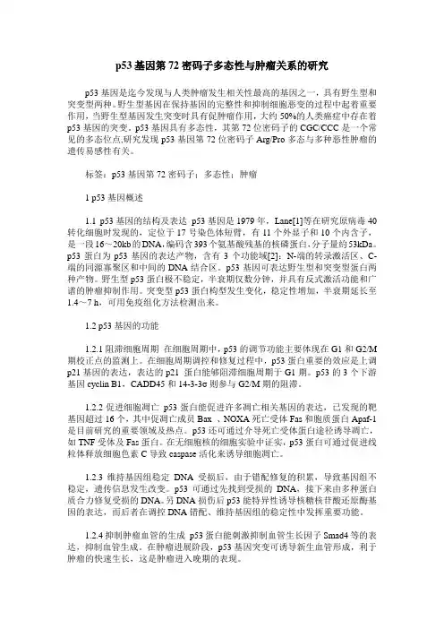 p53基因第72密码子多态性与肿瘤关系的研究