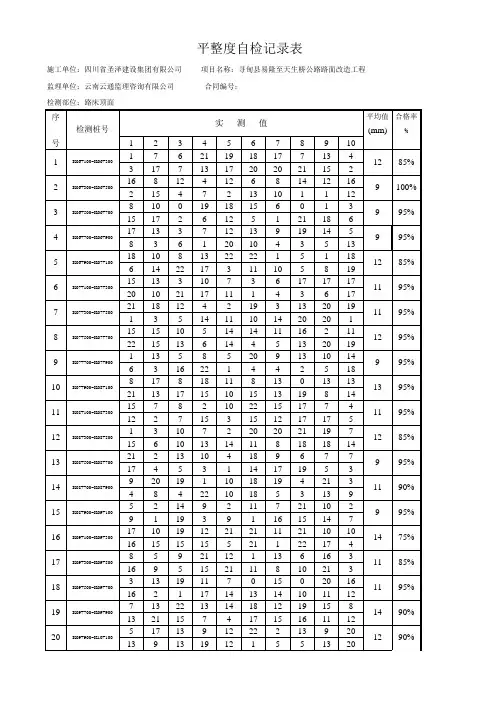 平整度检查记录表