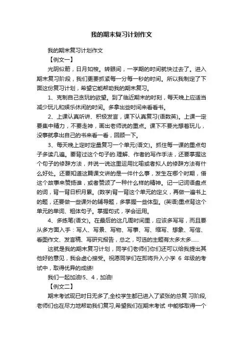 我的期末复习计划作文