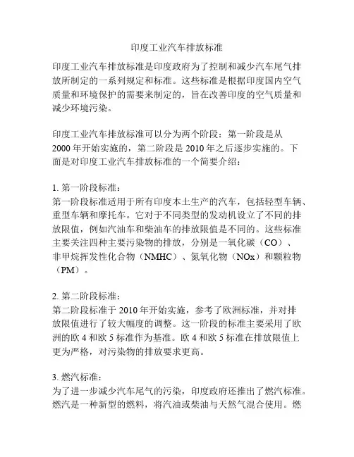 印度工业汽车排放标准