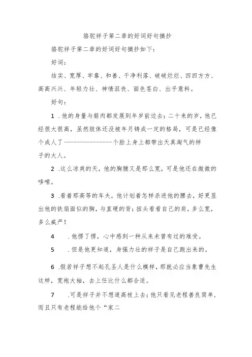 骆驼祥子第二章的好词好句摘抄