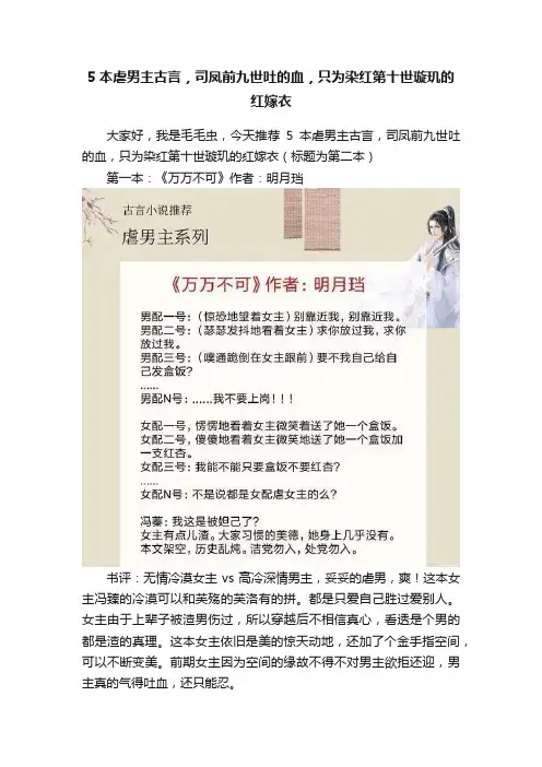 5本虐男主古言，司凤前九世吐的血，只为染红第十世璇玑的红嫁衣