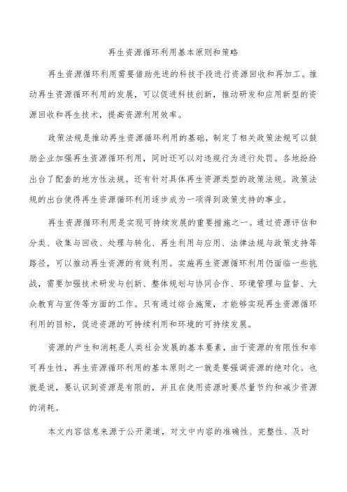 再生资源循环利用基本原则和策略