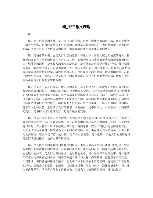 墙_初三作文精选