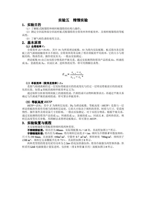 实验五精馏实验