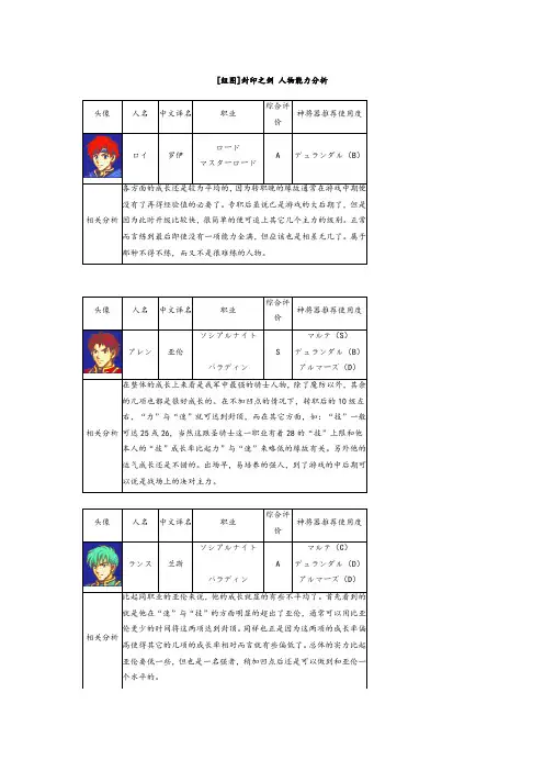 封印之剑s级人物分析