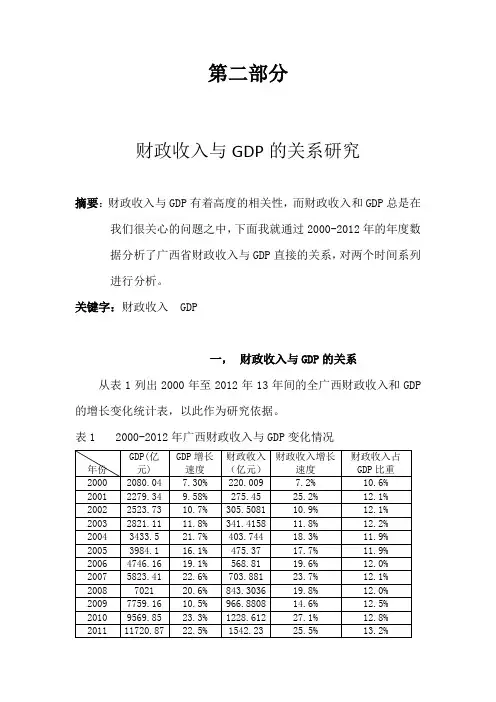 财政收入与GDP的关系研究