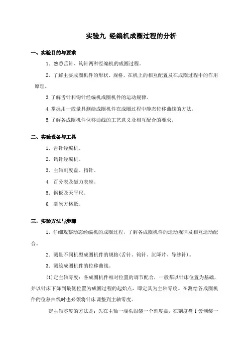 实验九经编机成圈过程的分析