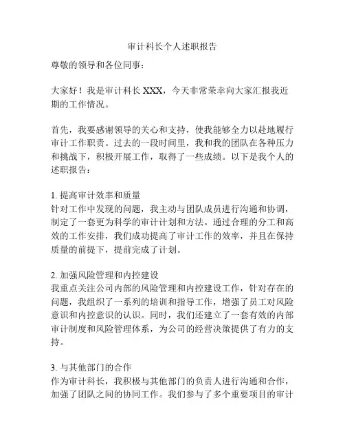 审计科长个人述职报告