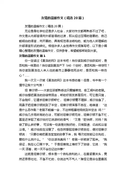 友情的温暖作文（精选20篇）