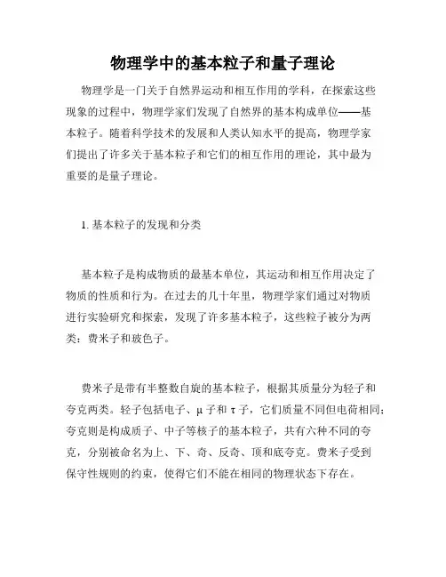 物理学中的基本粒子和量子理论