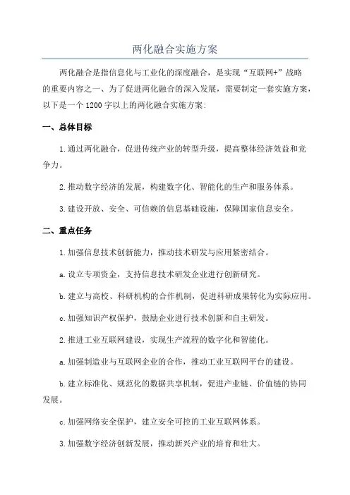 两化融合实施方案