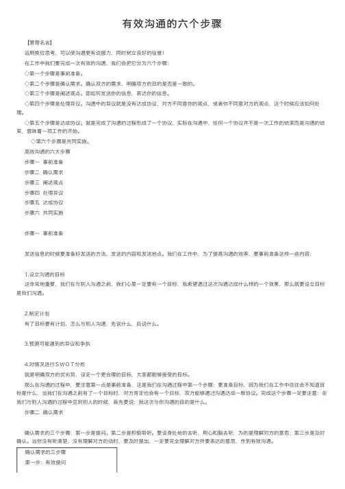 有效沟通的六个步骤