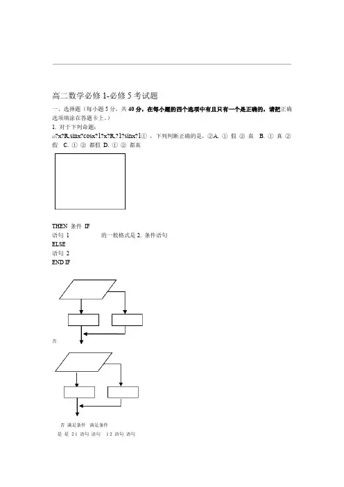高中数学必修1 必修5综合测试题附答案