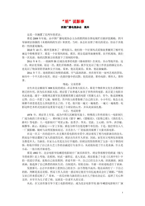“胡”说影事