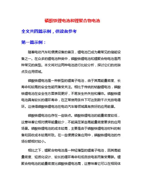 磷酸铁锂电池和锂聚合物电池
