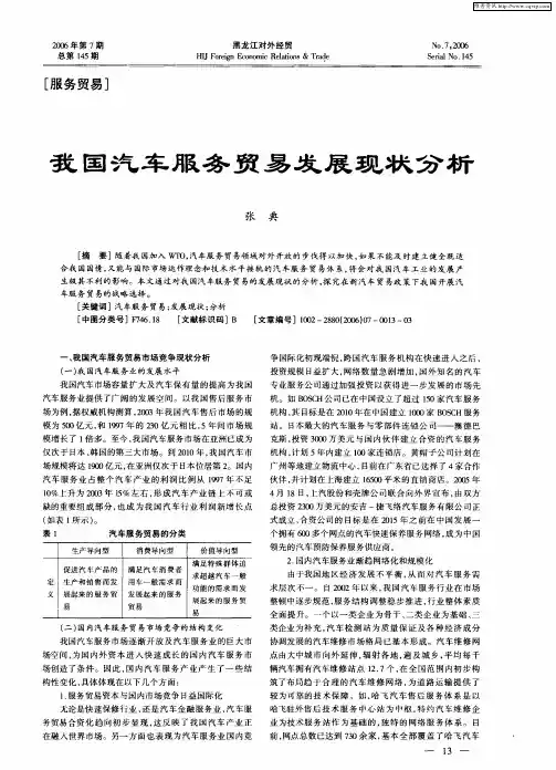 我国汽车服务贸易发展现状分析