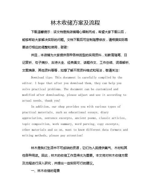 林木收储方案及流程