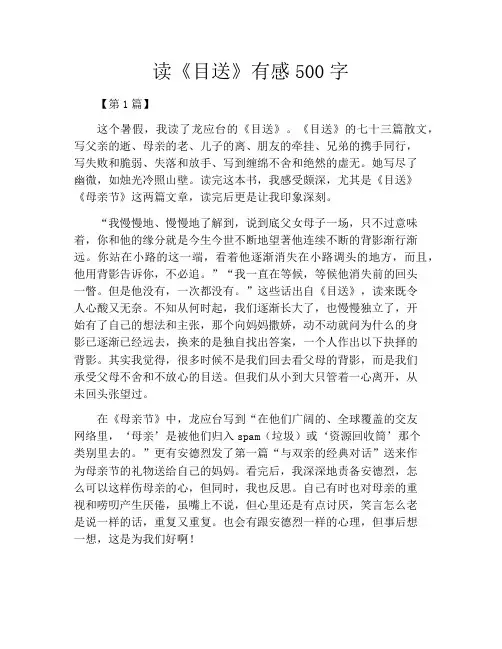 读《目送》有感500字