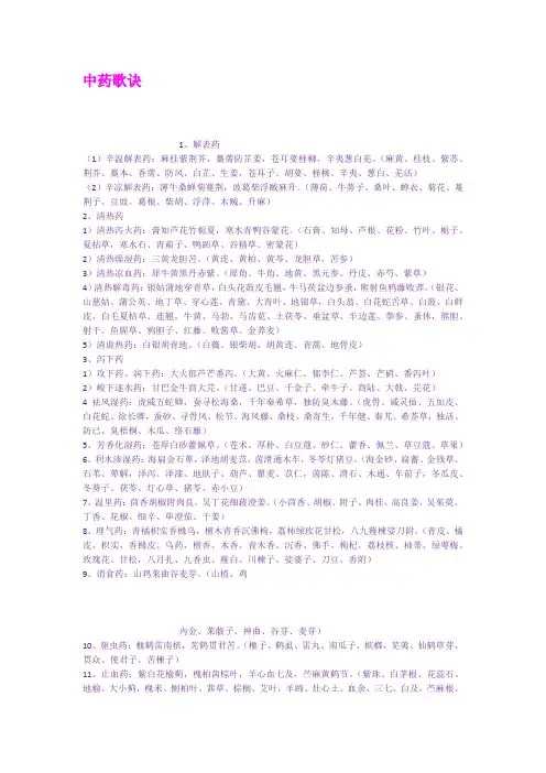 中药歌诀