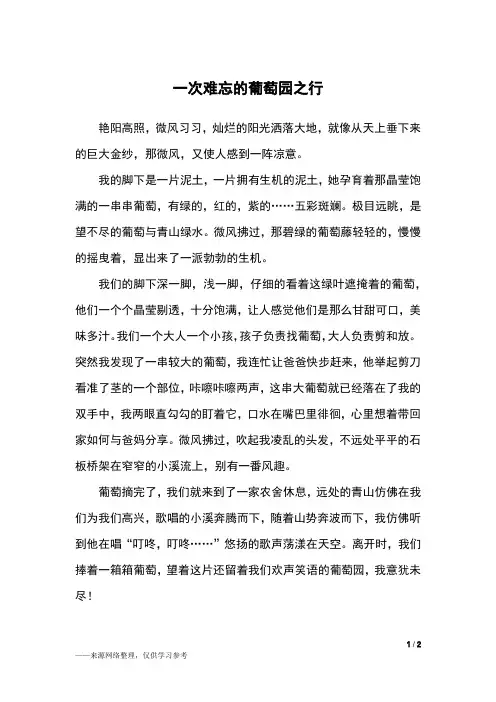 一次难忘的葡萄园之行_四年级作文
