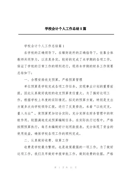 学校会计个人工作总结5篇