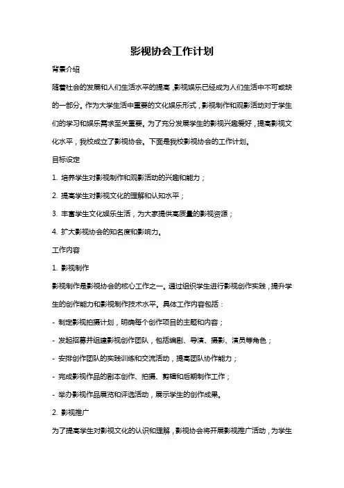 影视协会工作计划