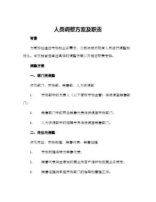 人员调整方案及职责