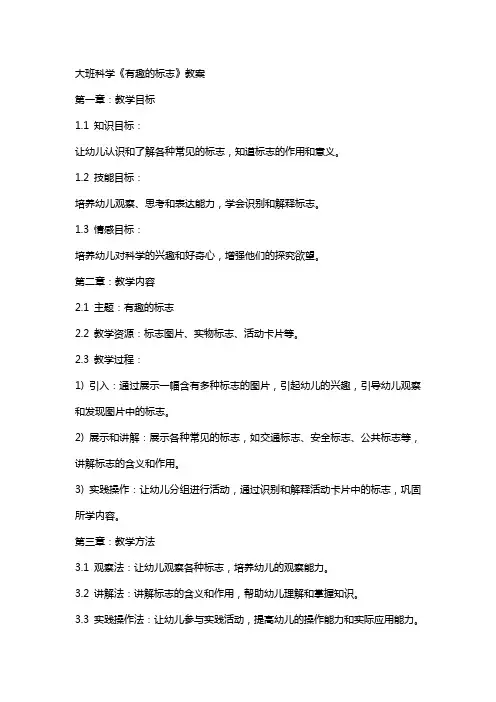 大班科学《有趣的标志》教案